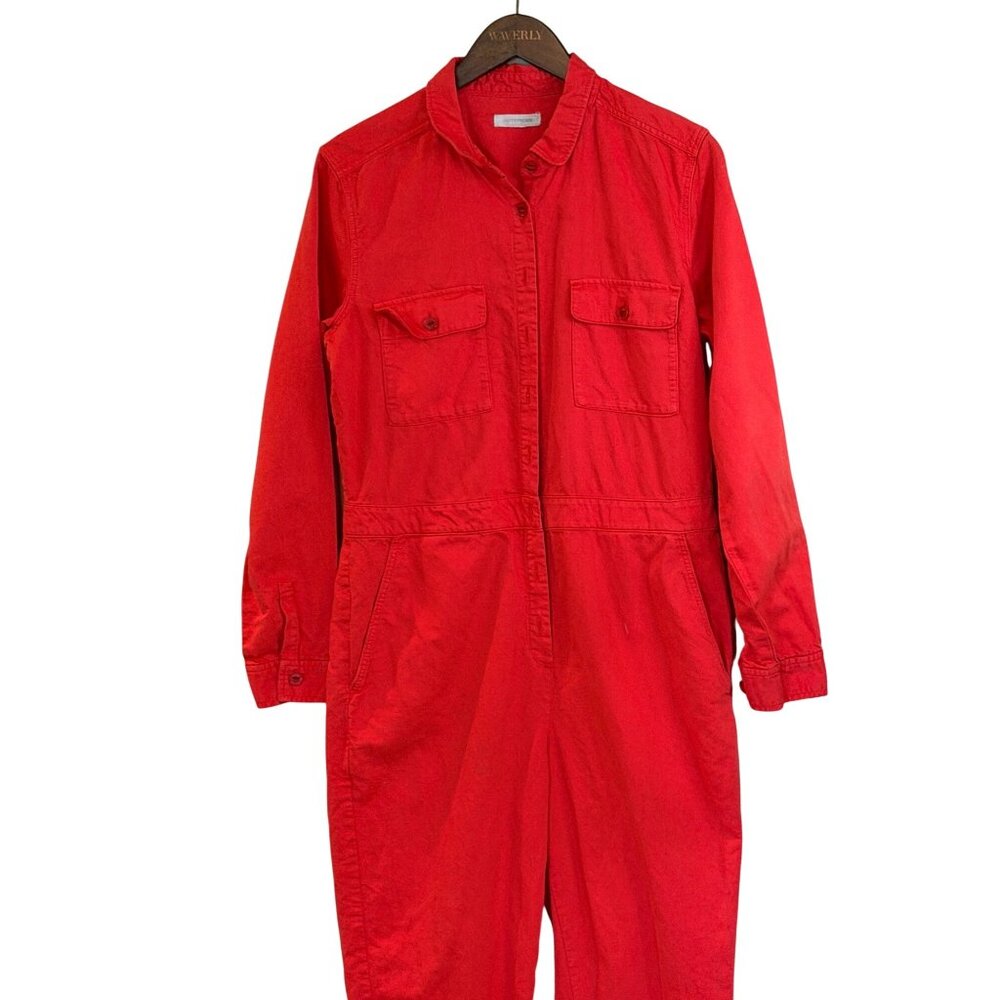 Outerknown Button Long Sleeve Jumpsuit Orange Coral Loungewear Size Medium - Picture 5 of 12